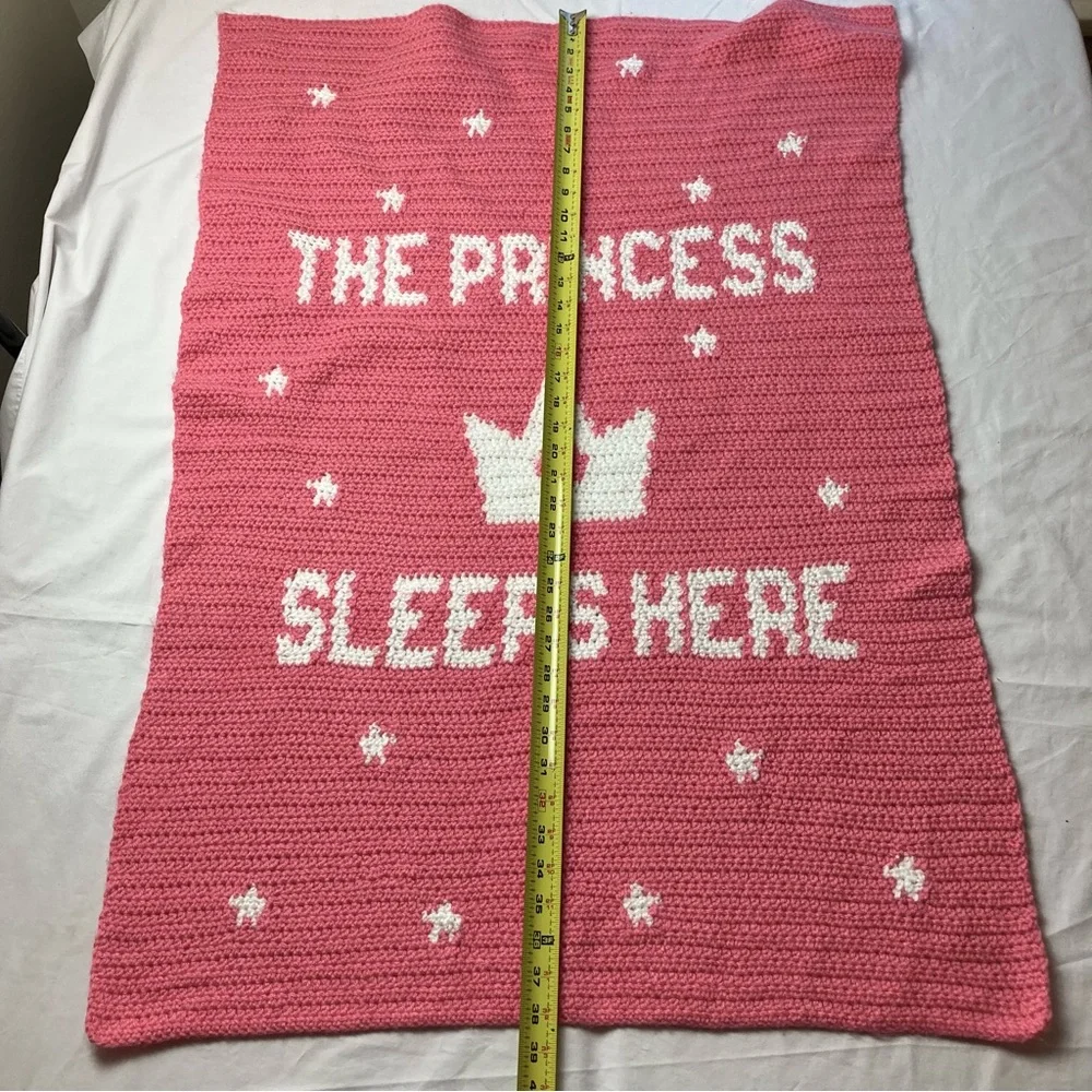 Hand Crochet Afghan Princess Baby Blanket Throw Pink